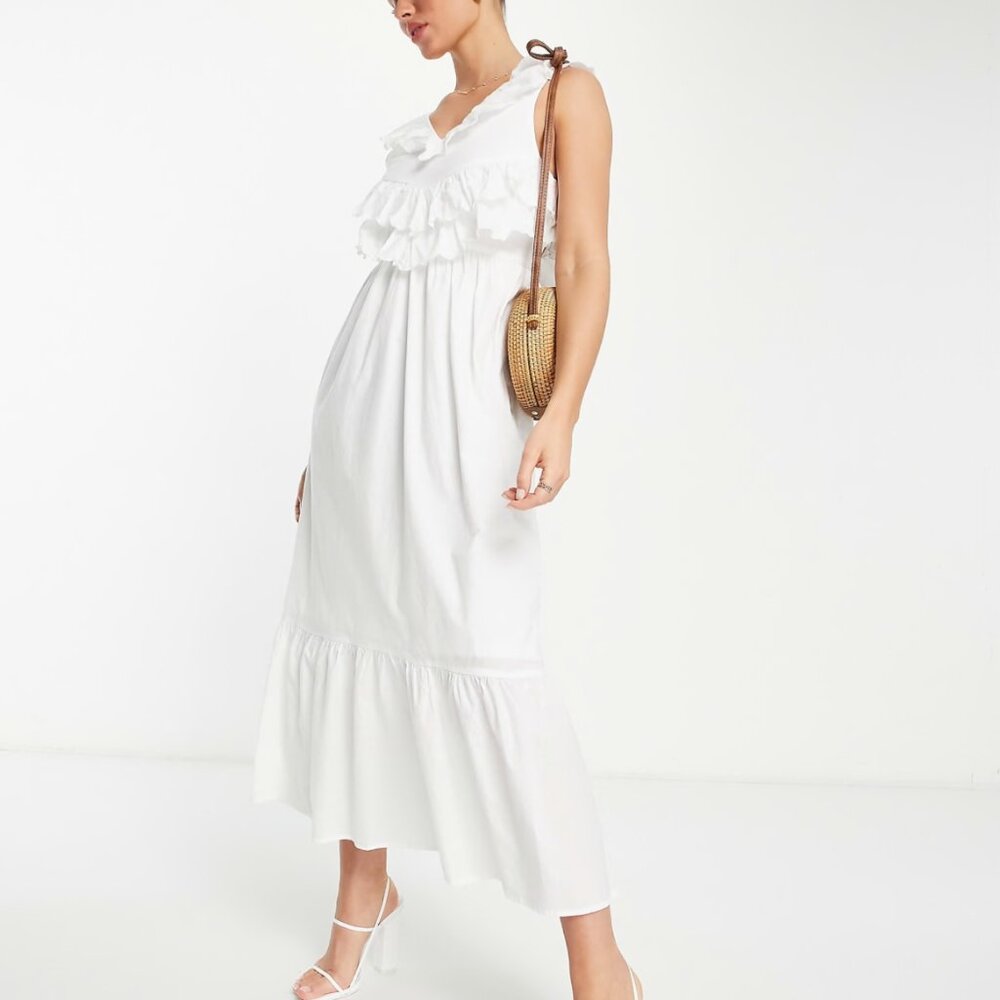 Vero Moda White Ankle-Length Dress – Size Large (US)